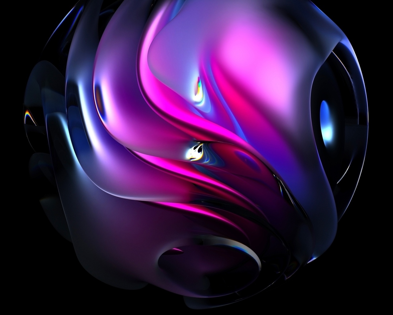 Абстрактный металлический шар на черном фоне