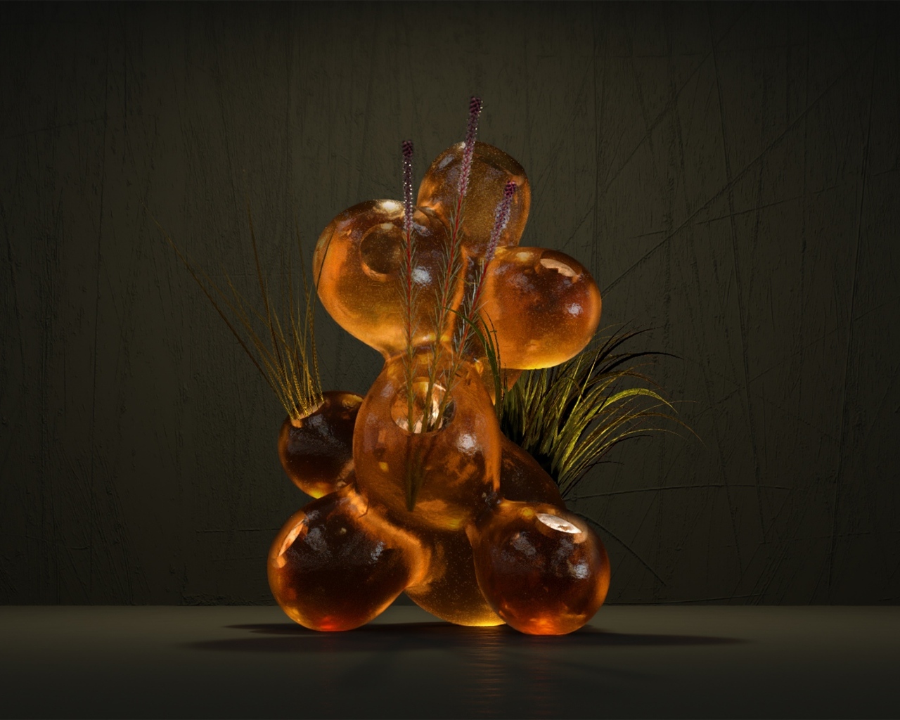 Абстрактный объект с зеленой травой