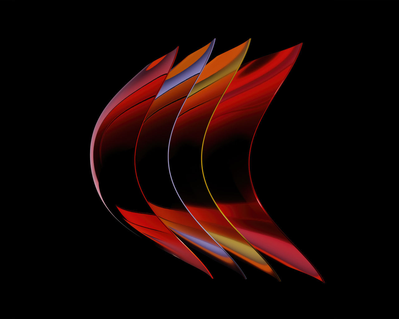 Абстрактные красные 3д формы на черном фоне