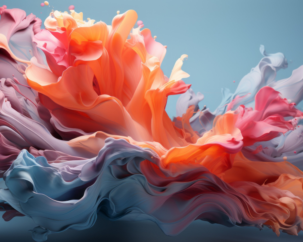 Красивые разноцветные волны на сером фоне