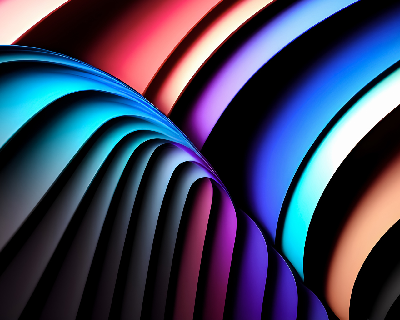 Черные и разноцветные абстрактные волны