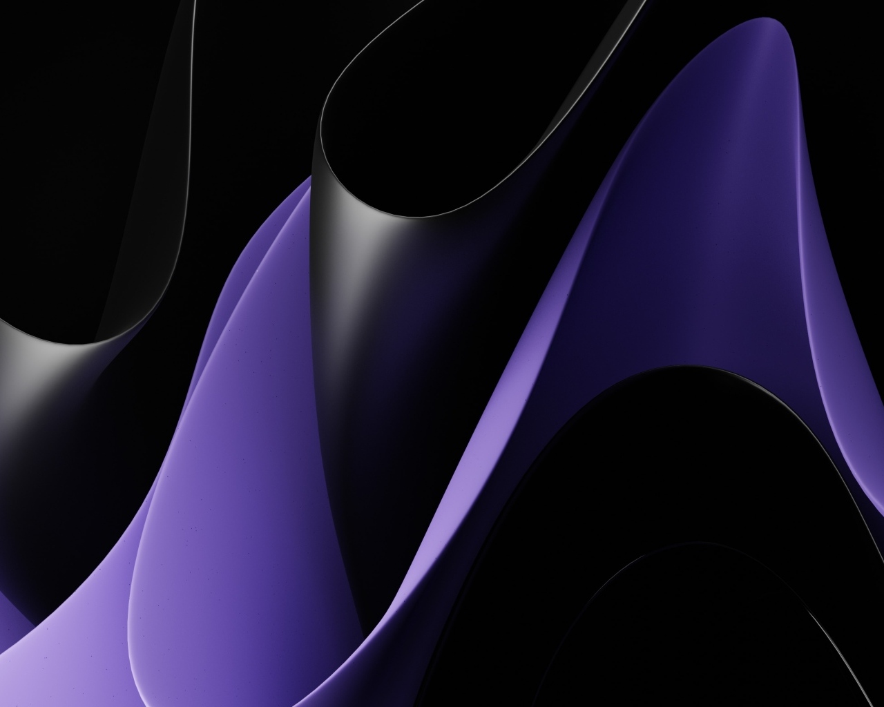 Черные и фиолетовые абстрактные волны на черном фоне