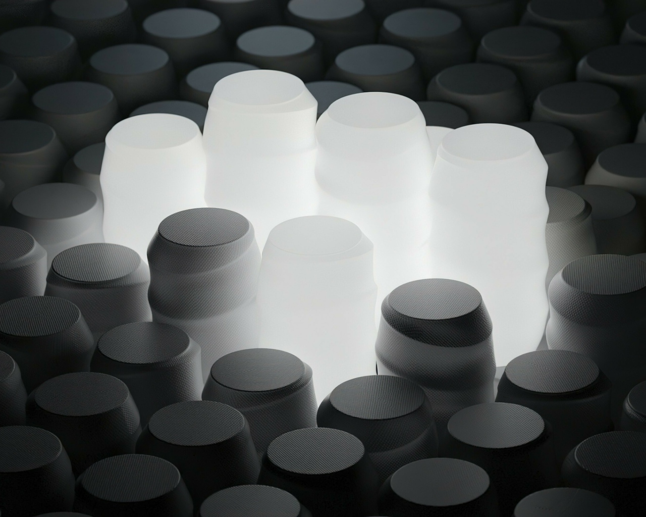 Черные  и белые 3д фигуры