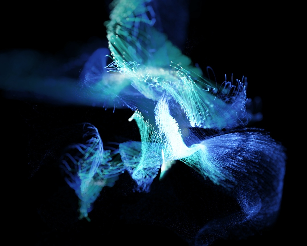 Голубые неоновые вспышки на черном фоне