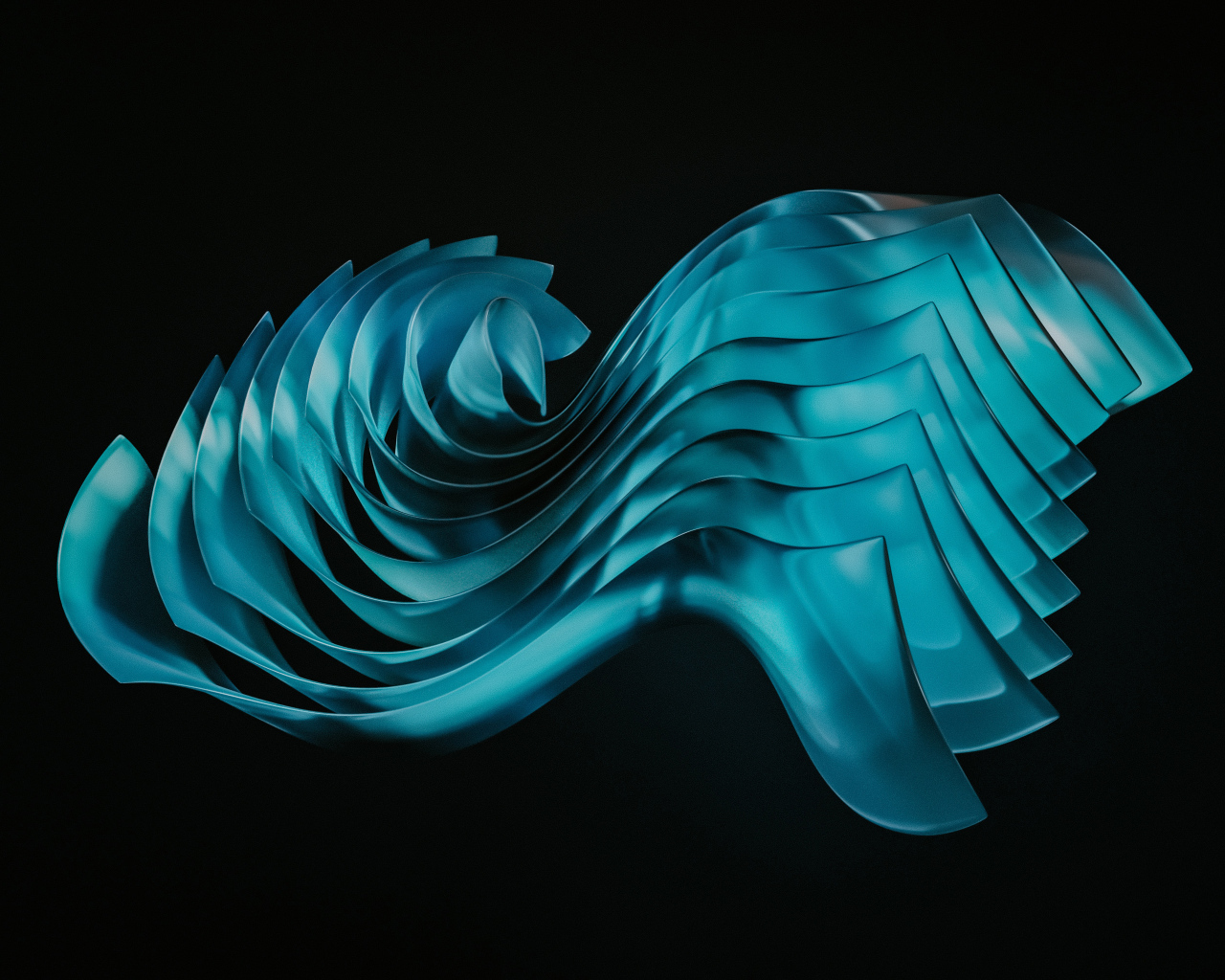 Голубые волны на черном фоне 3д графика