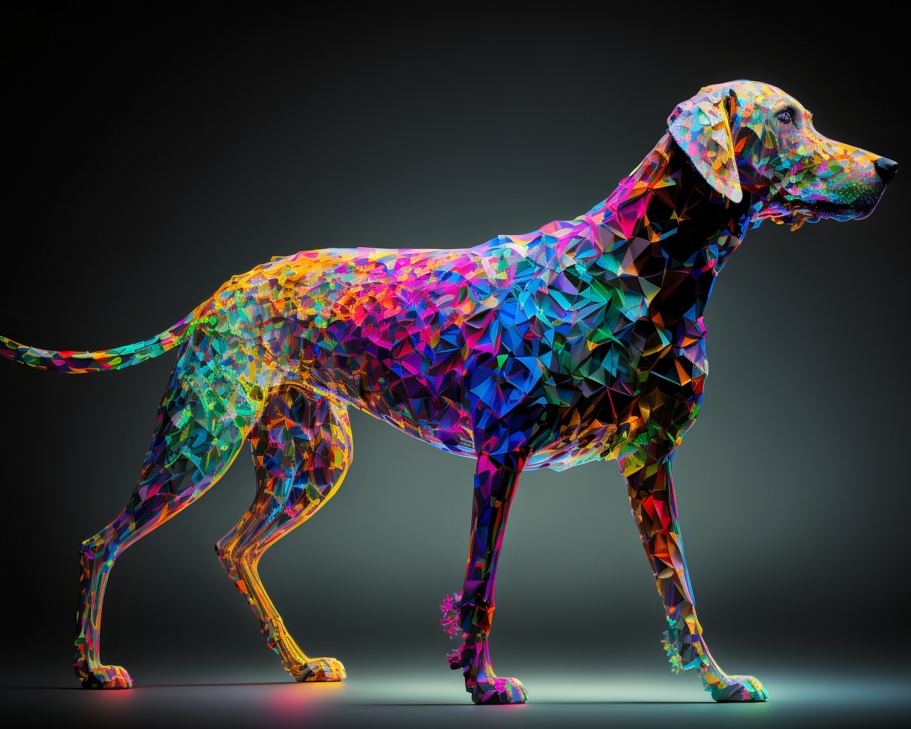 Нарисованная разноцветная собака 3д графика