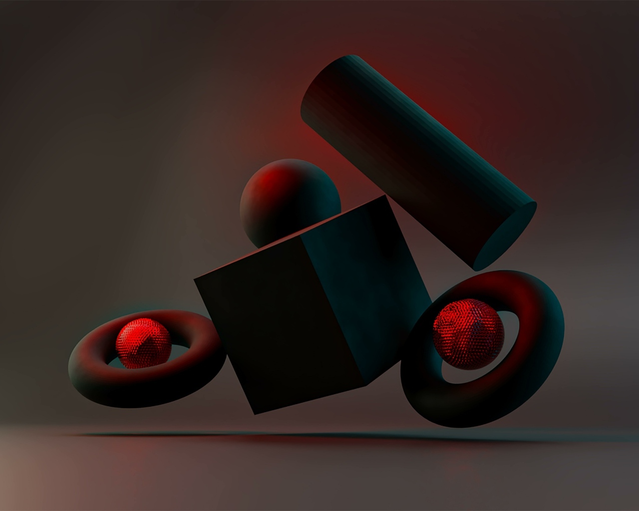 Геометрические 3д фигуры парят в воздухе