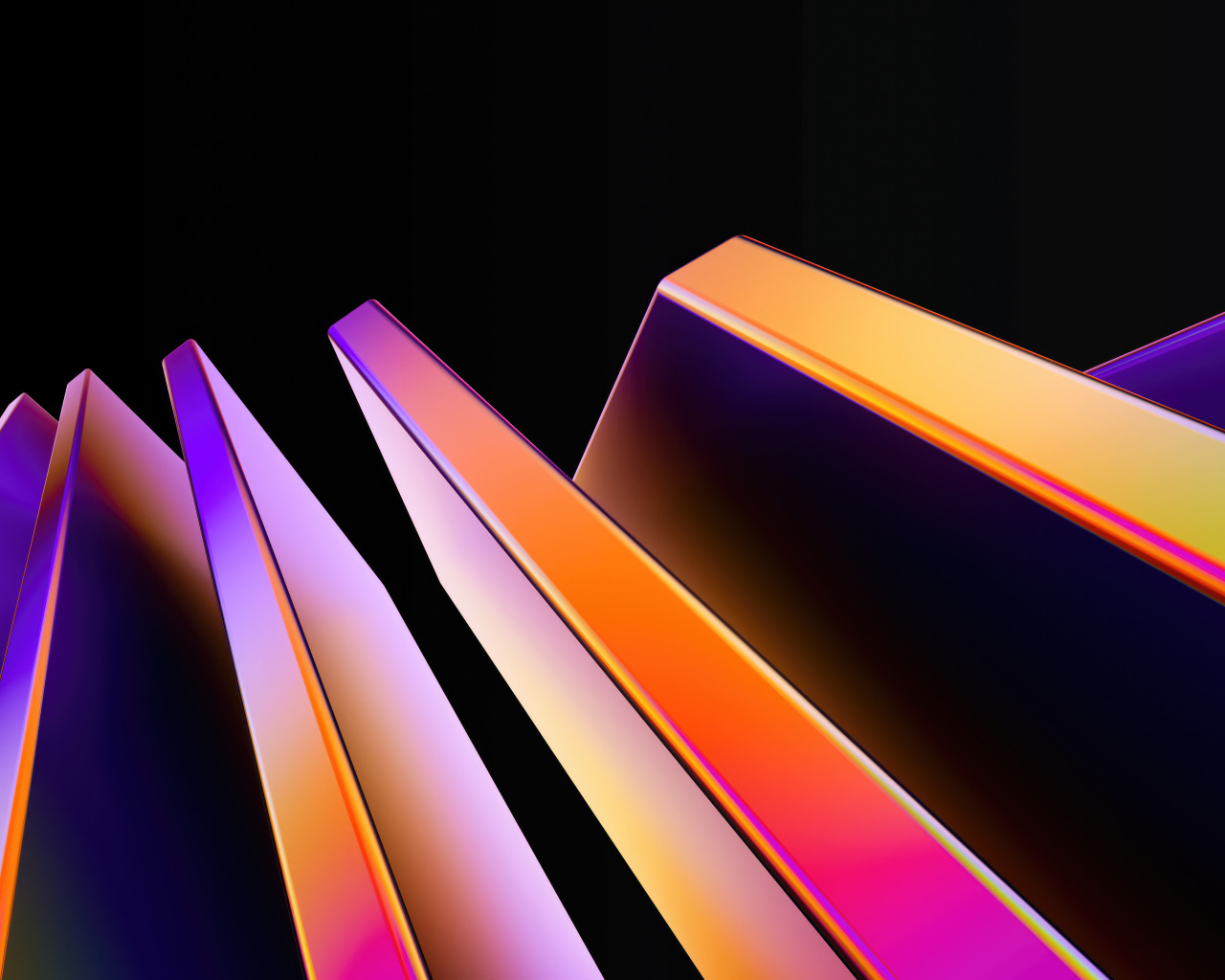 Геометрические неоновые фигуры на черном фоне