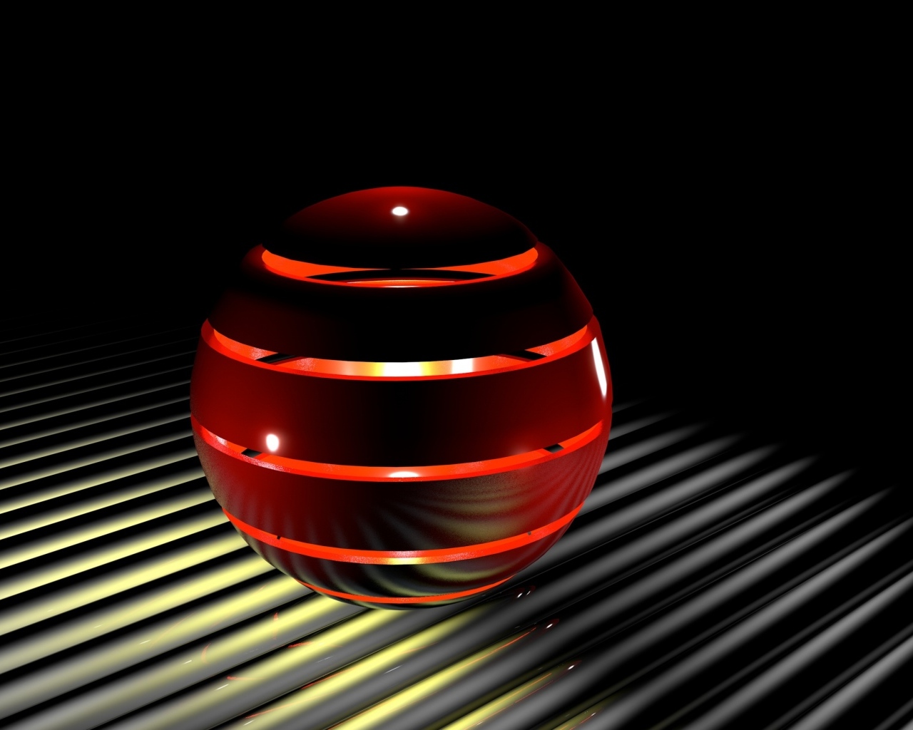 Светящийся 3д шар на черной решетке