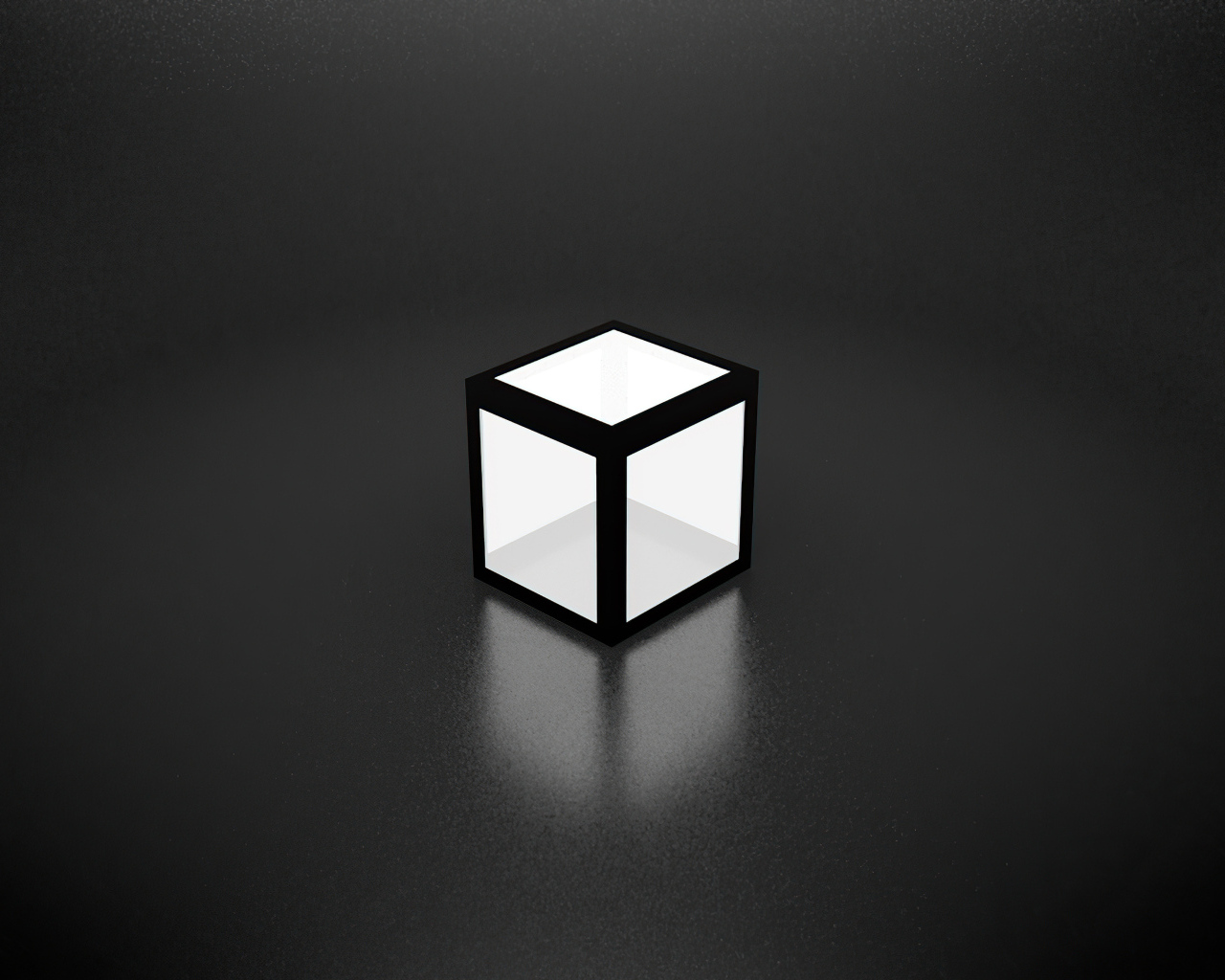 Светящийся белый куб на сером фоне