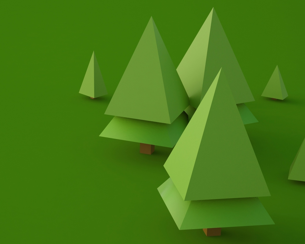 Зеленые геометрические 3д елки