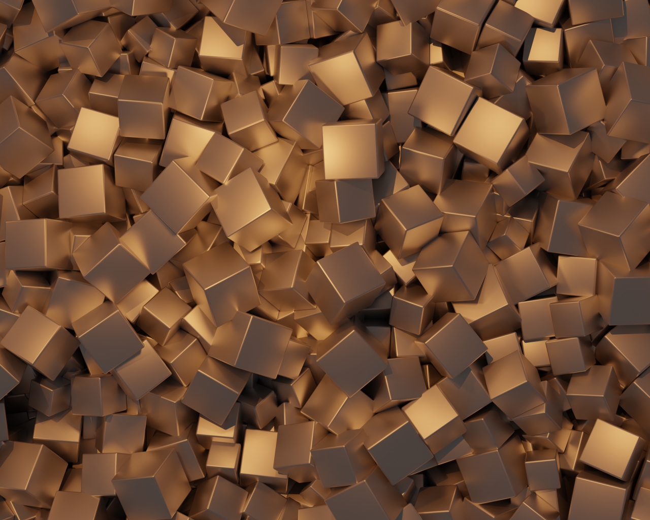 Много золотых кубов крупным планом