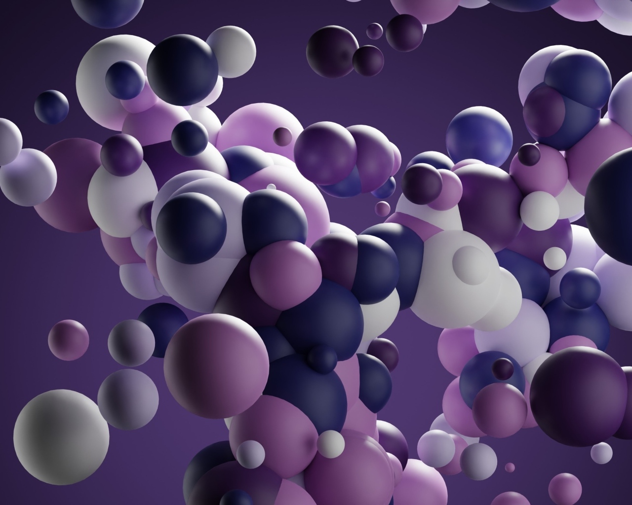 Разноцветные молекулы на фиолетовом фоне