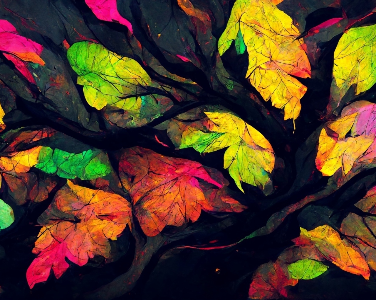 Разноцветные абстрактные листья