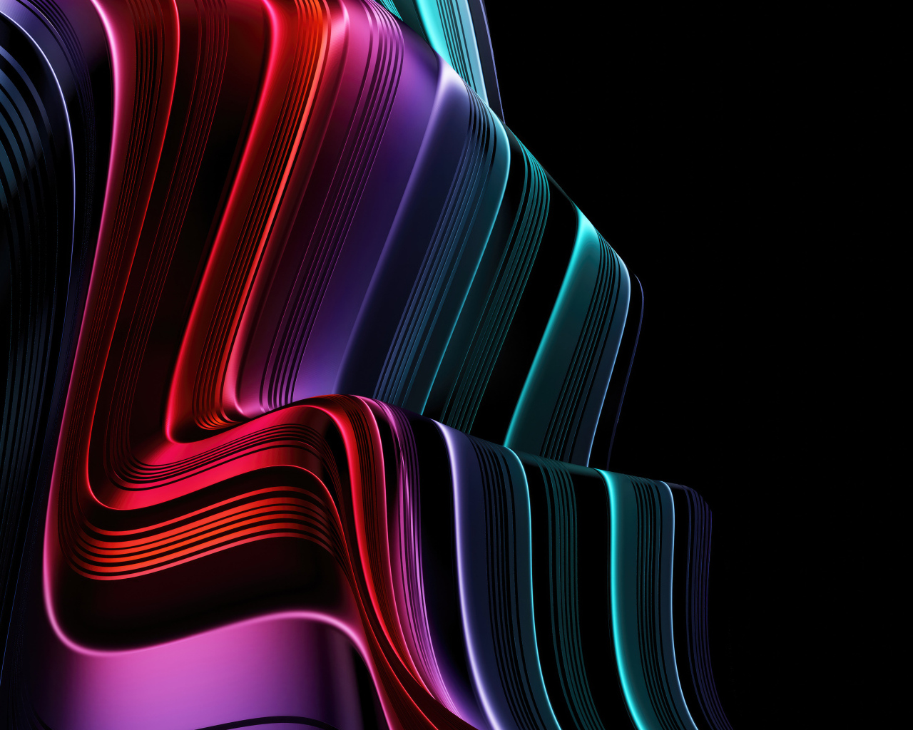Разноцветные абстрактные волновые линии на черном фоне