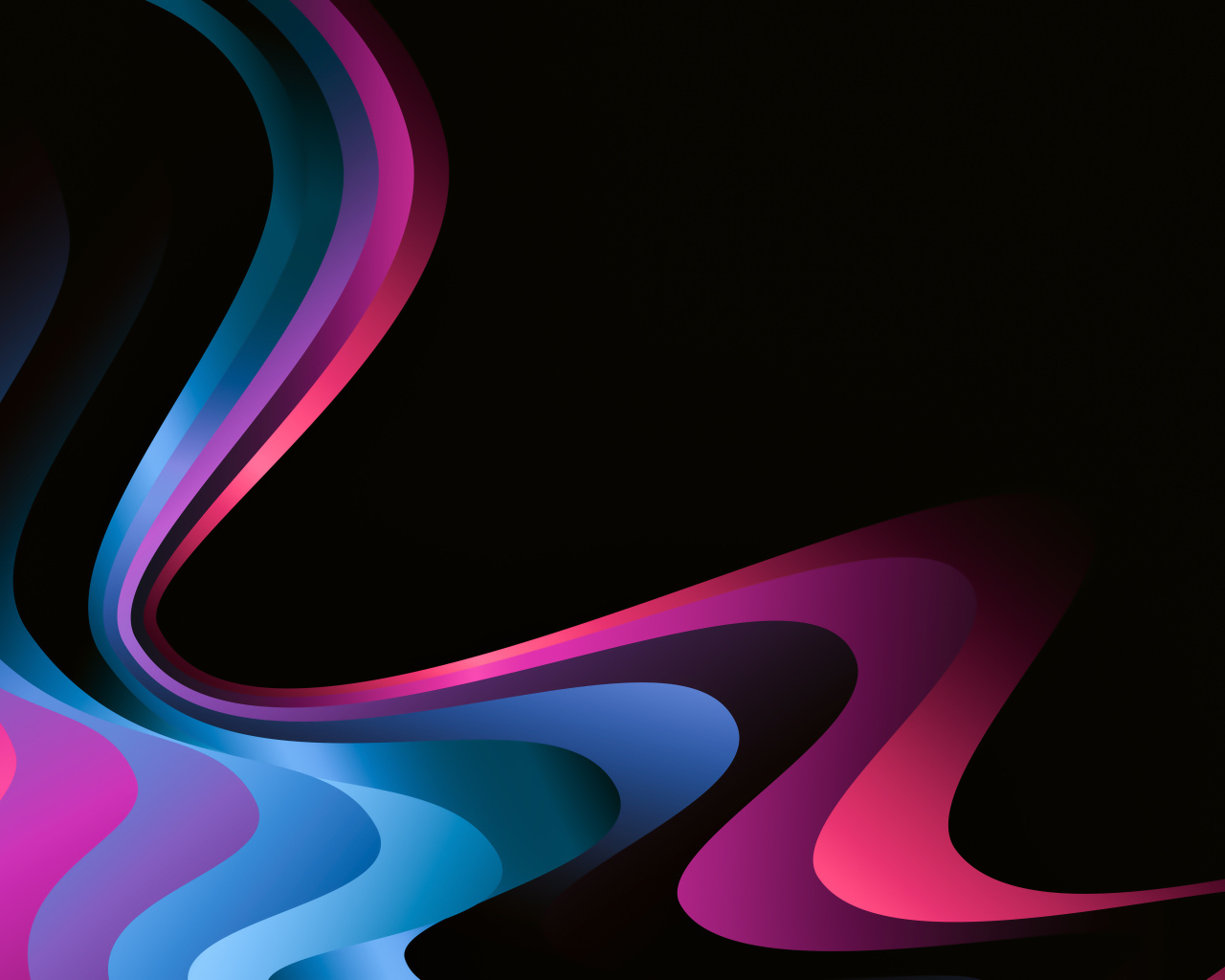 Разноцветные градиентные волны на черном фоне