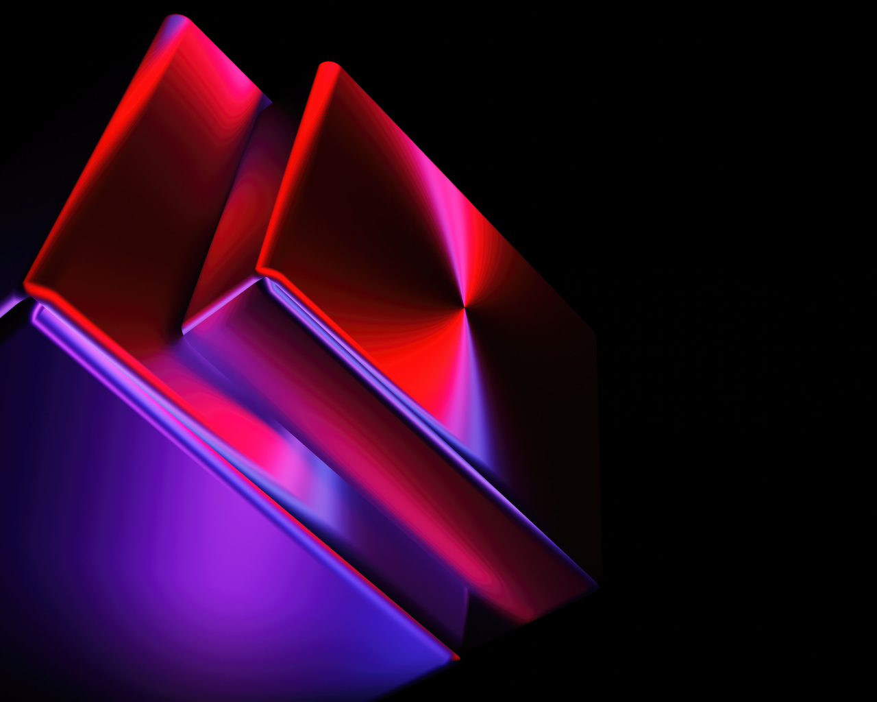 Загадочные абстрактные красные кубики на черном фоне