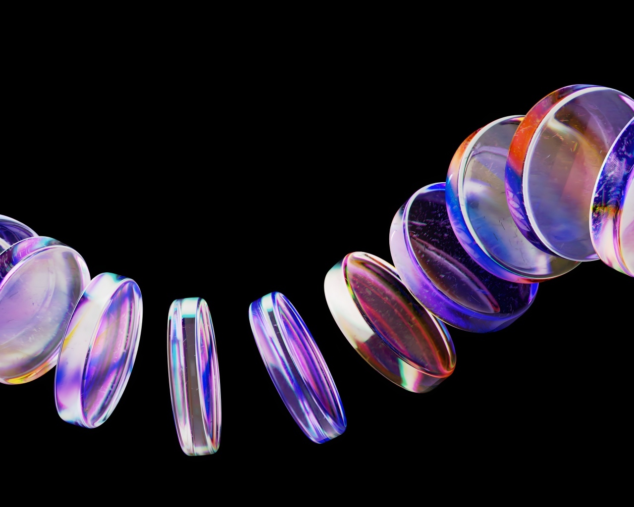 Неоновые стеклянные круги на черном фоне