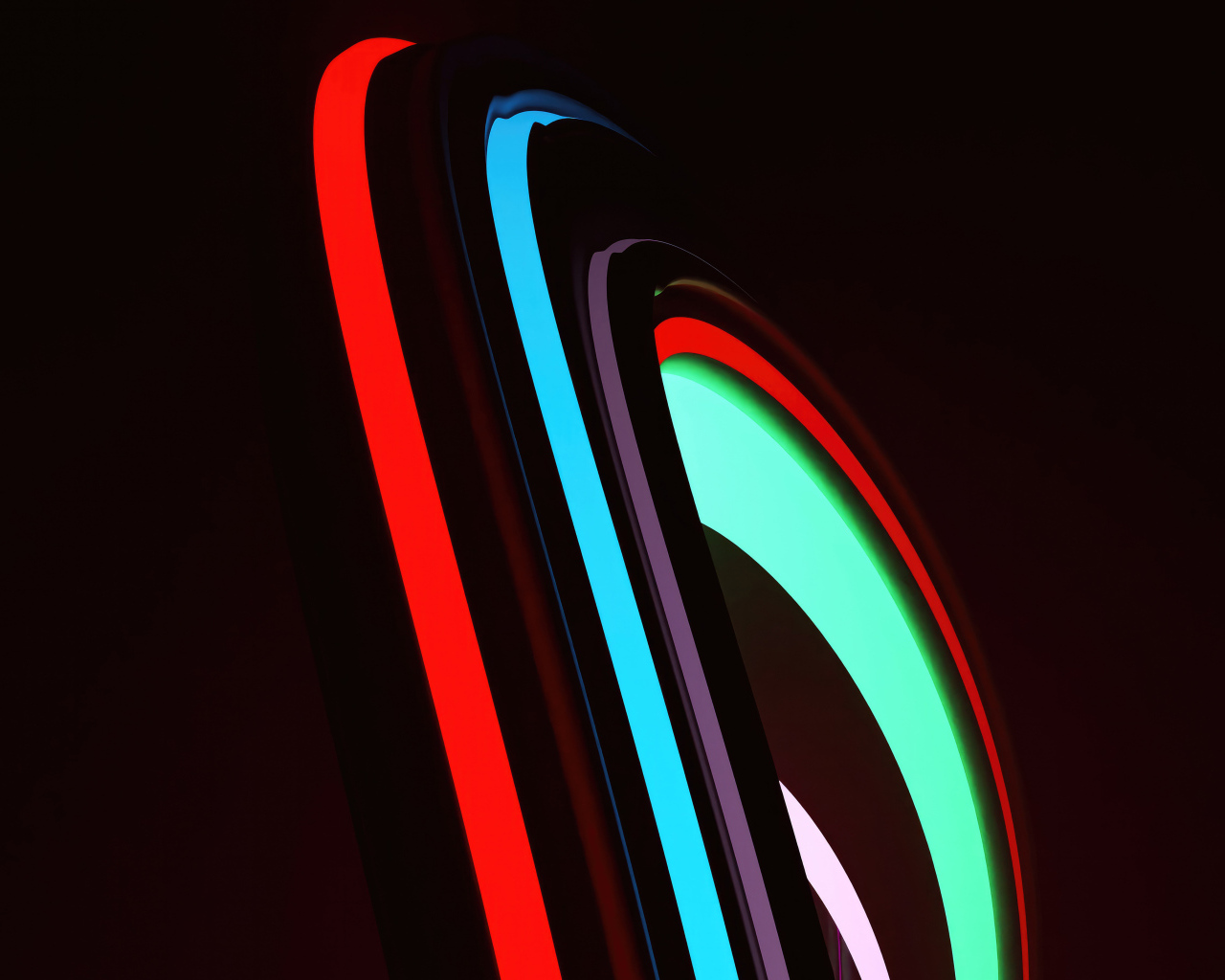 Неоновые светящиеся волны на черном фоне