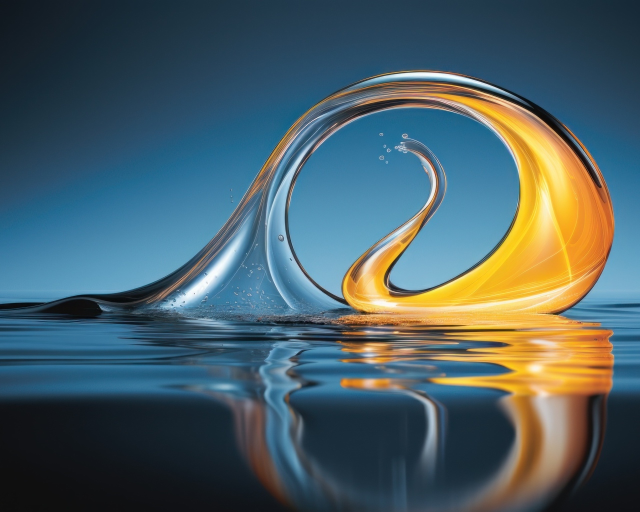 Оранжевая абстрактная волна в воде 