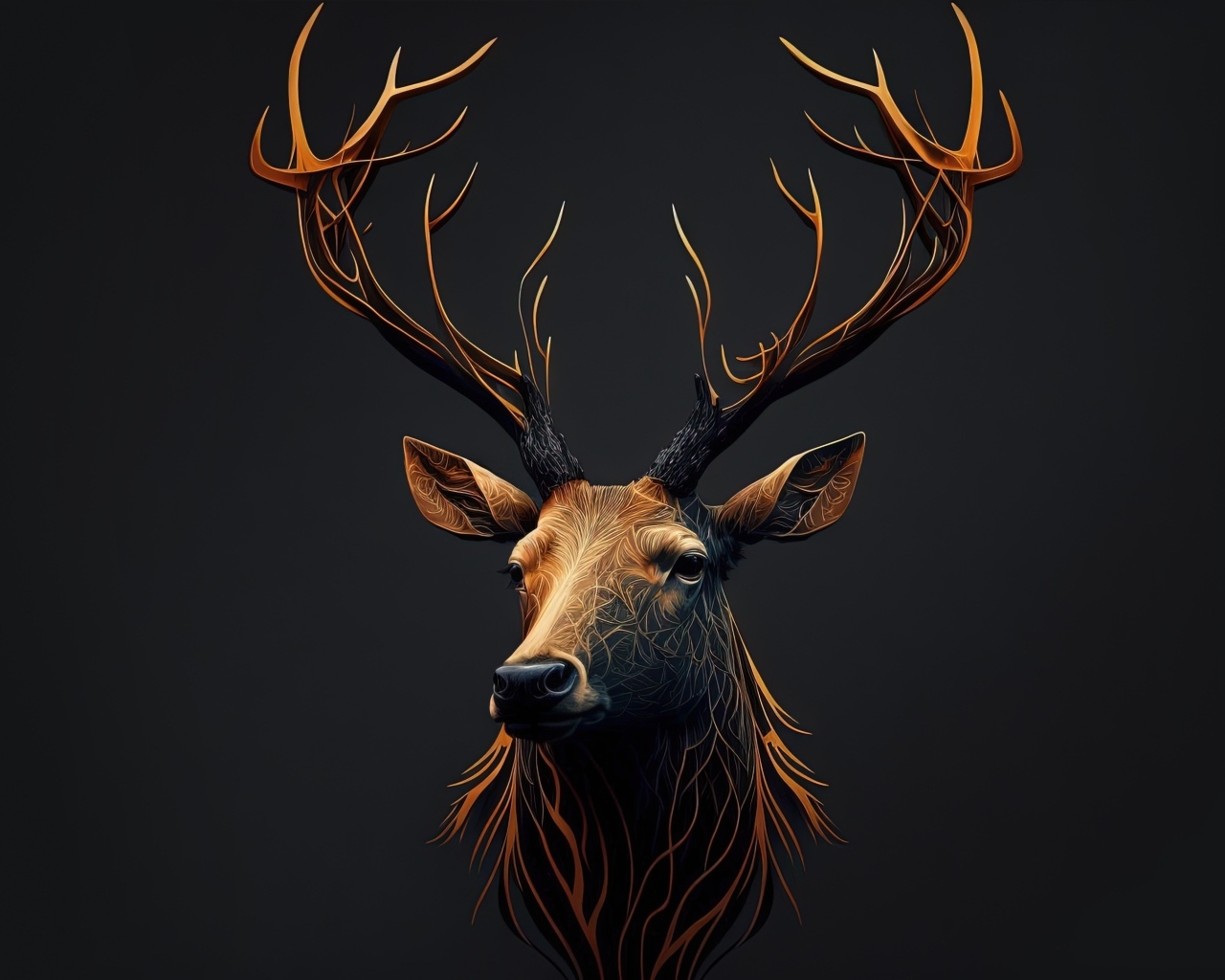 Нарисованная голова оленя на стене