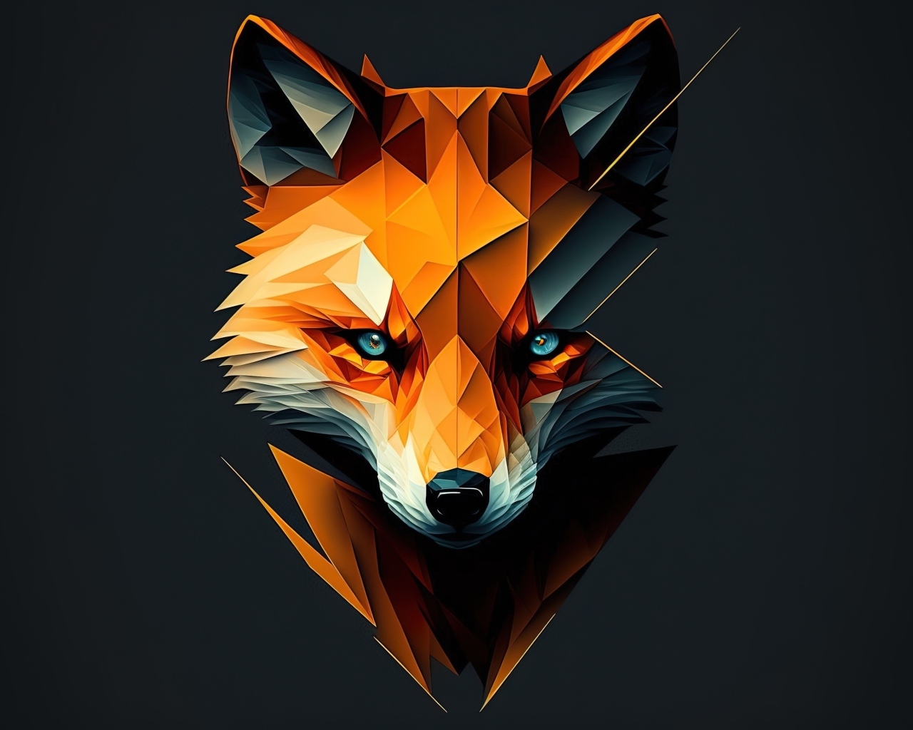 Нарисованная голова лисы на черном фоне