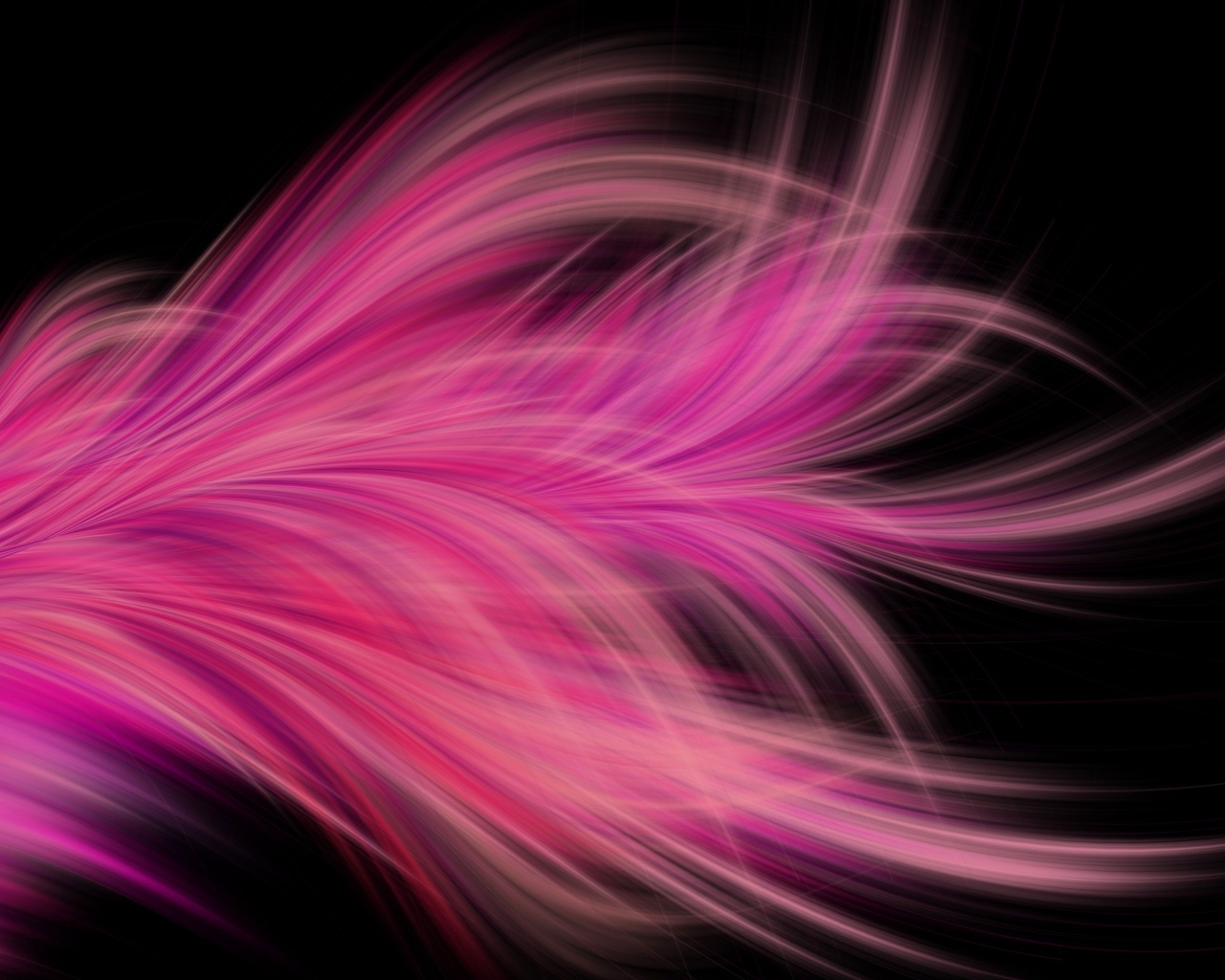 Розовое фрактальное перо на черном фоне