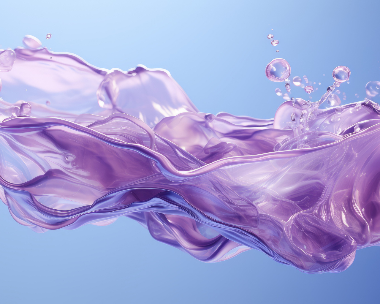 Фиолетовая абстракция краска на голубом фоне