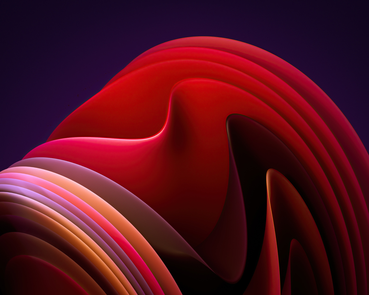 Красные волны на фиолетовом фоне абстракция