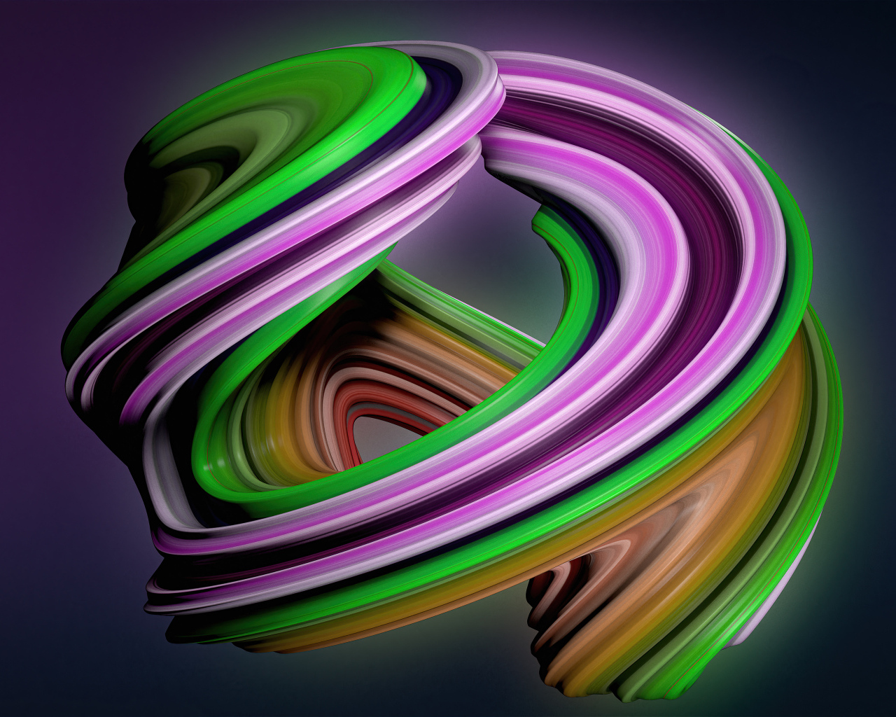 Извилистая разноцветная 3д абстракция