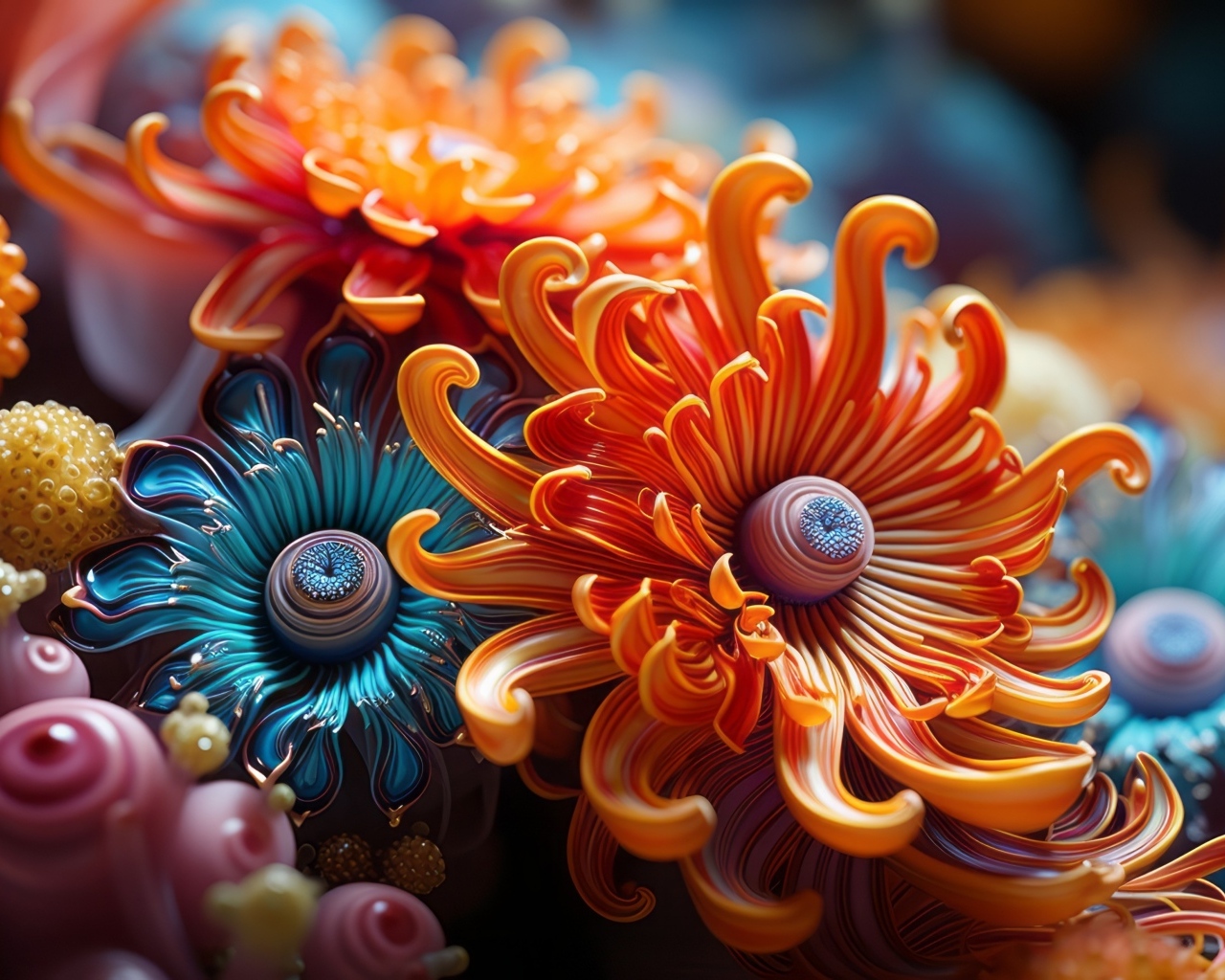 Необычные абстрактные лесные цветы