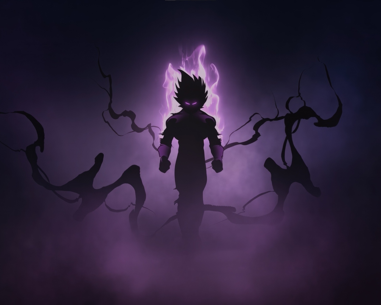 Персонаж аниме в неоновом свете