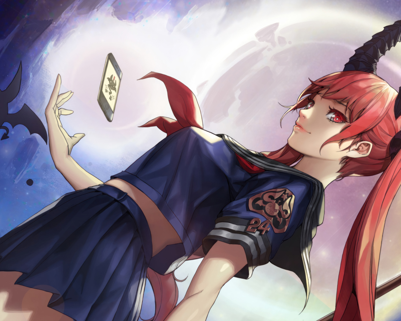 Аниме демон с большими рогами