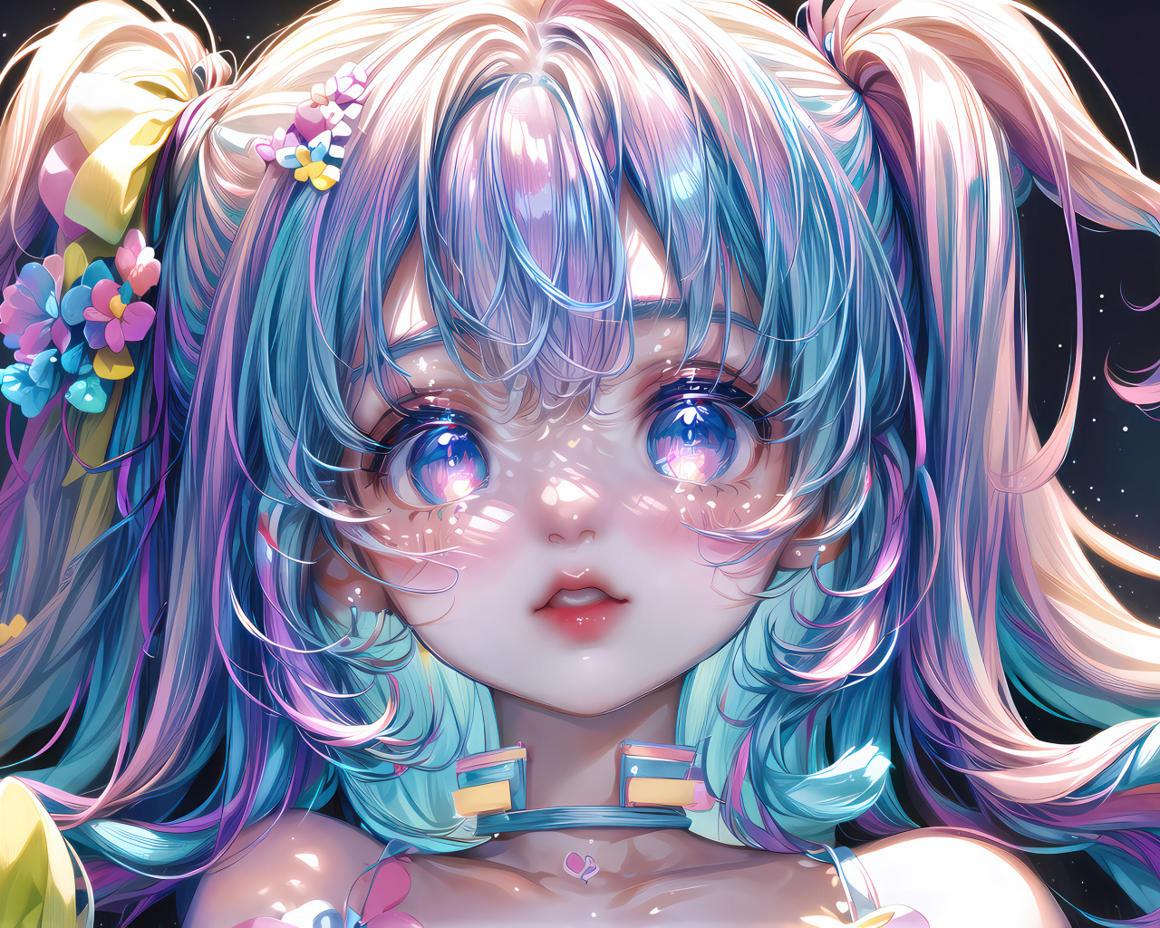 Большие глаза у девушки аниме