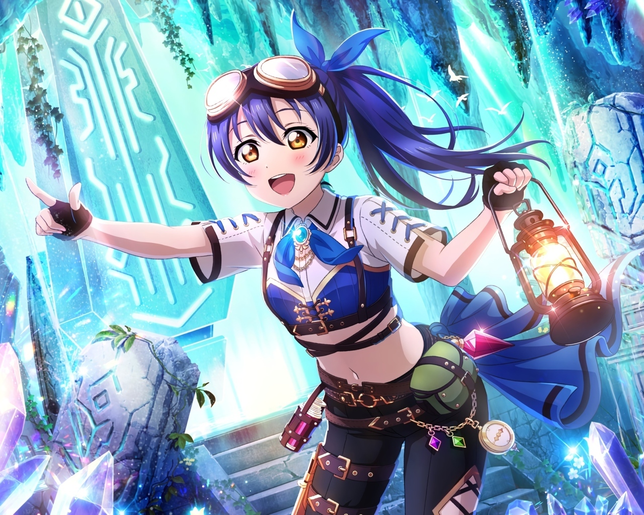 Девушка аниме с фонарем в руке