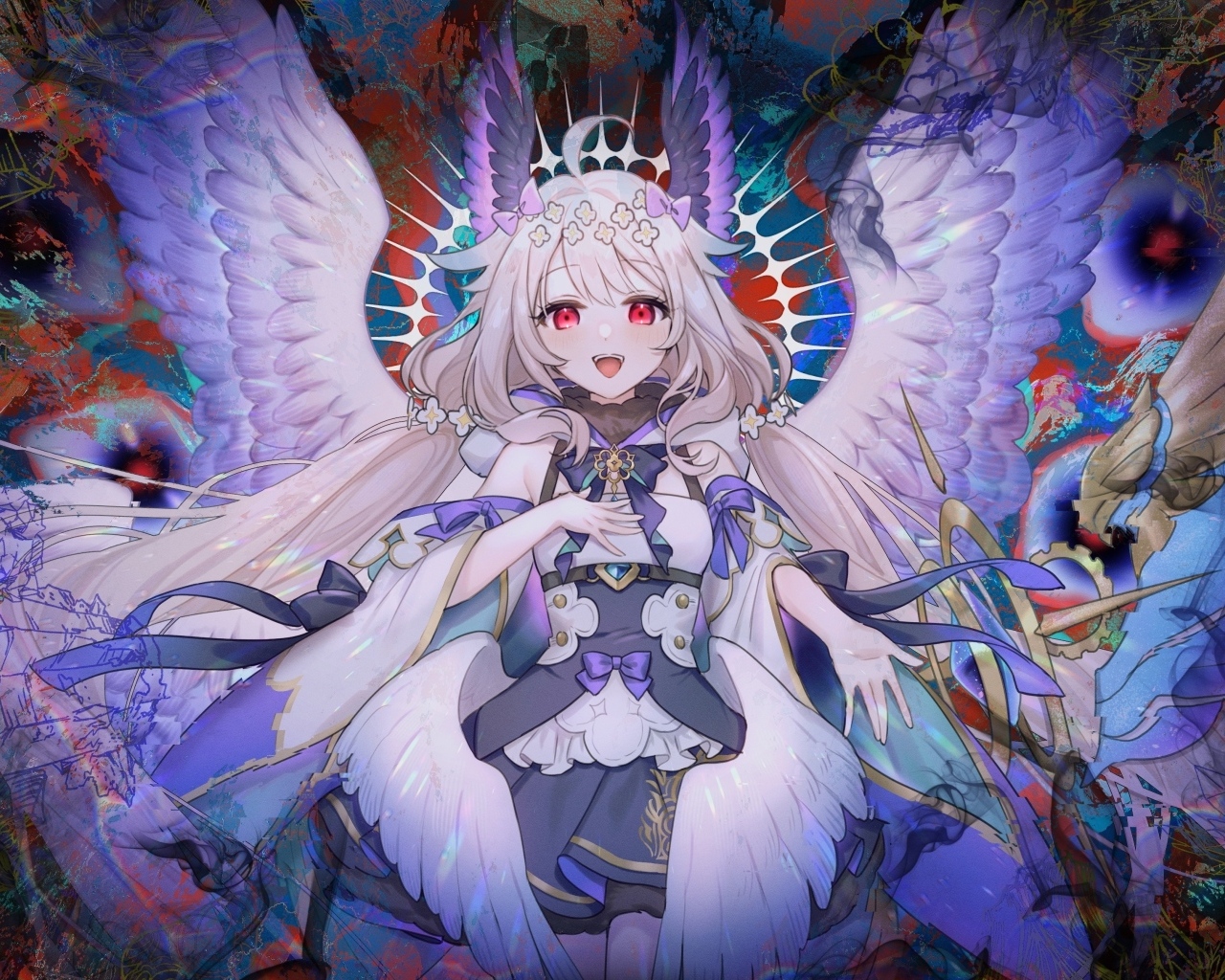 Девушка аниме с крыльями ангела