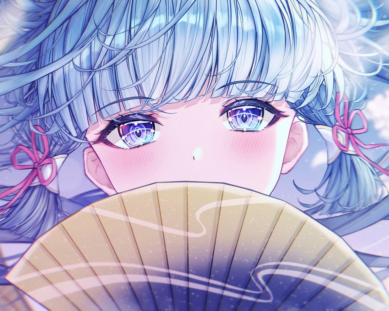 Девушка аниме с большими голубыми глазами