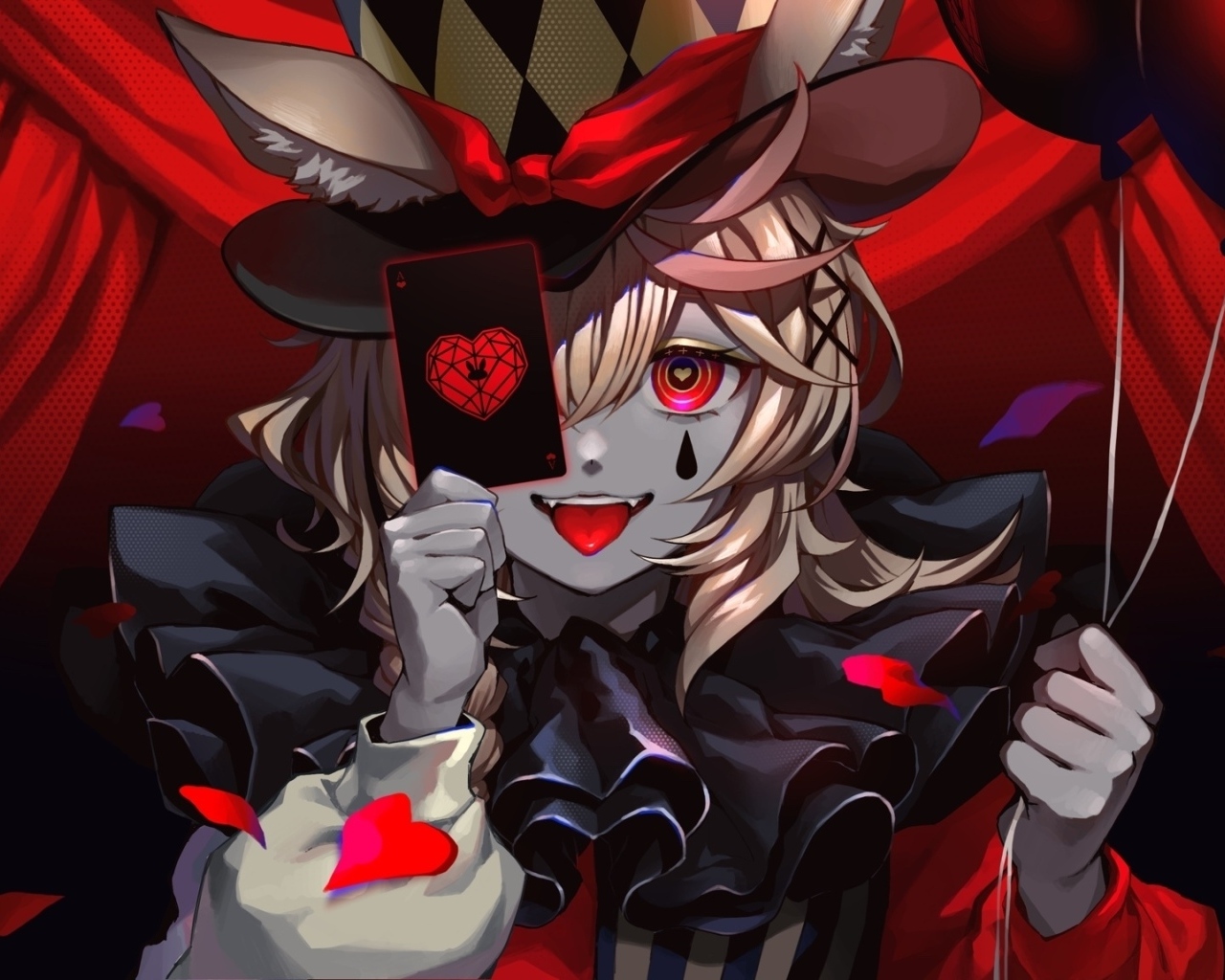 Девушка аниме с картой и шариками