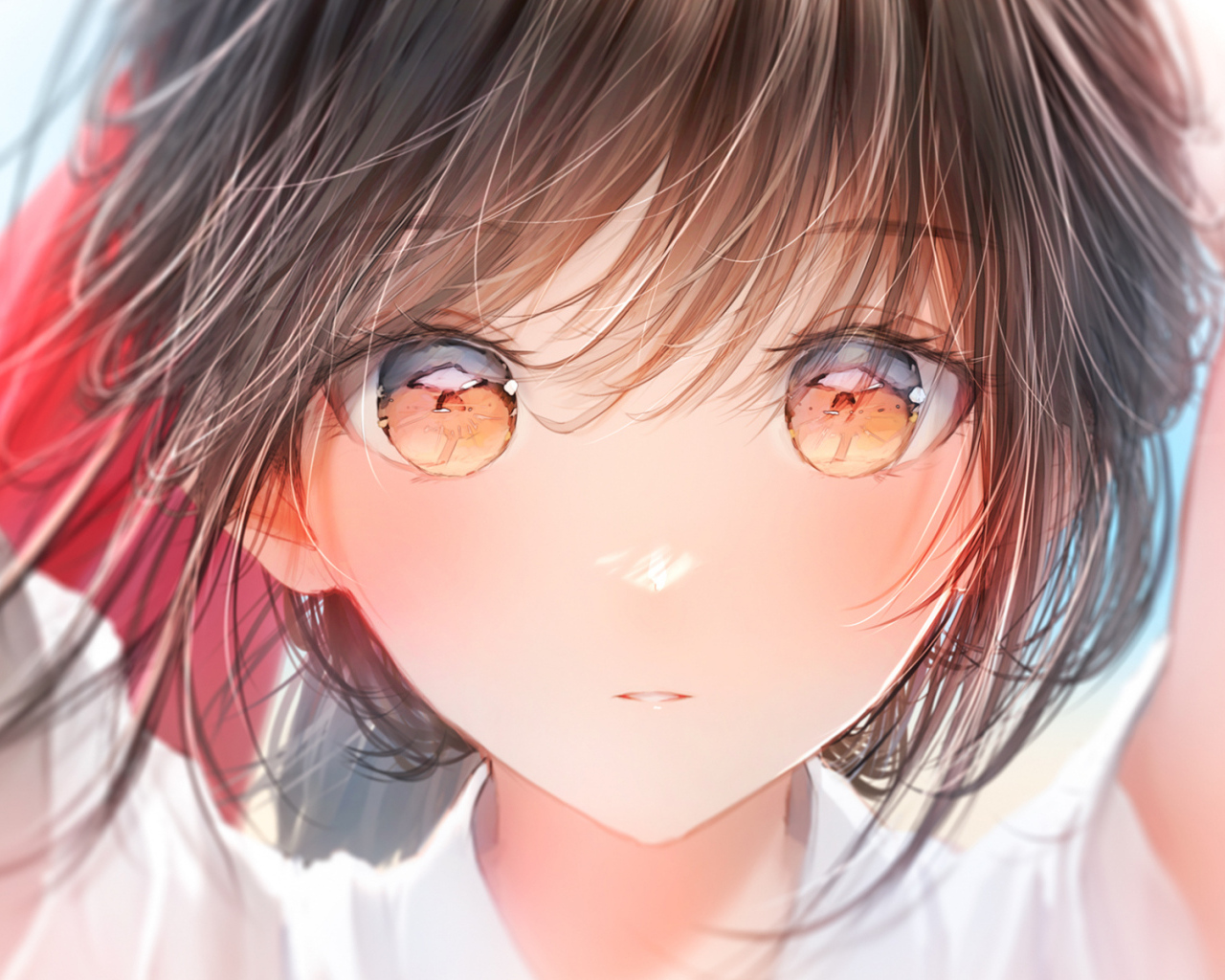 Большие карие глаза девушки аниме