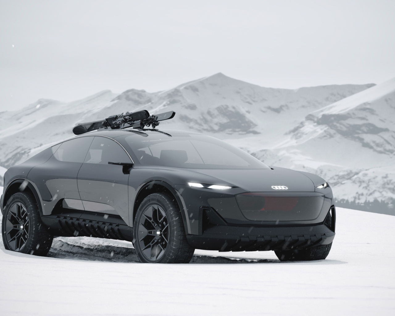 Черный Audi Activesphere на снегу