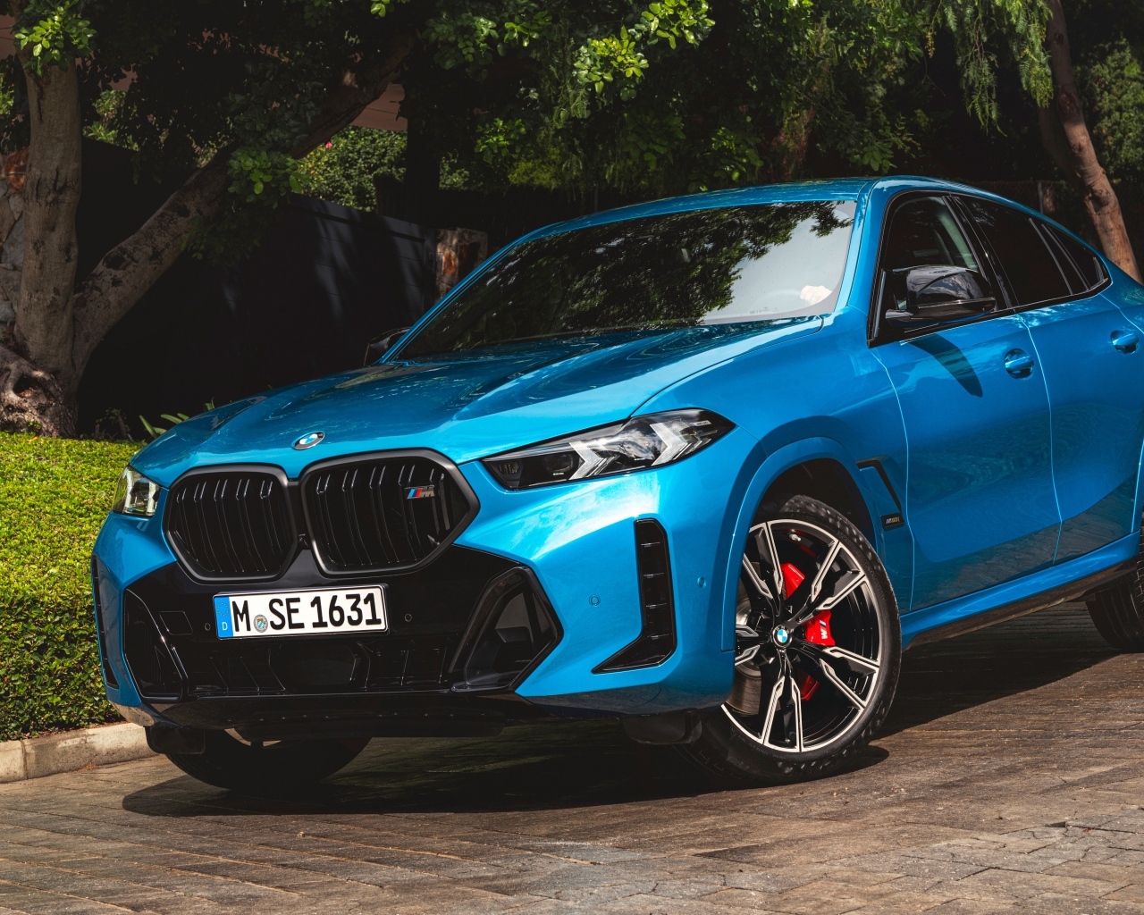 Синий автомобиль BMW X6 M60i XDrive 2023