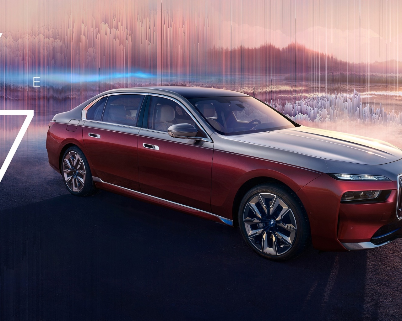 Красный новый автомобиль BMW I7