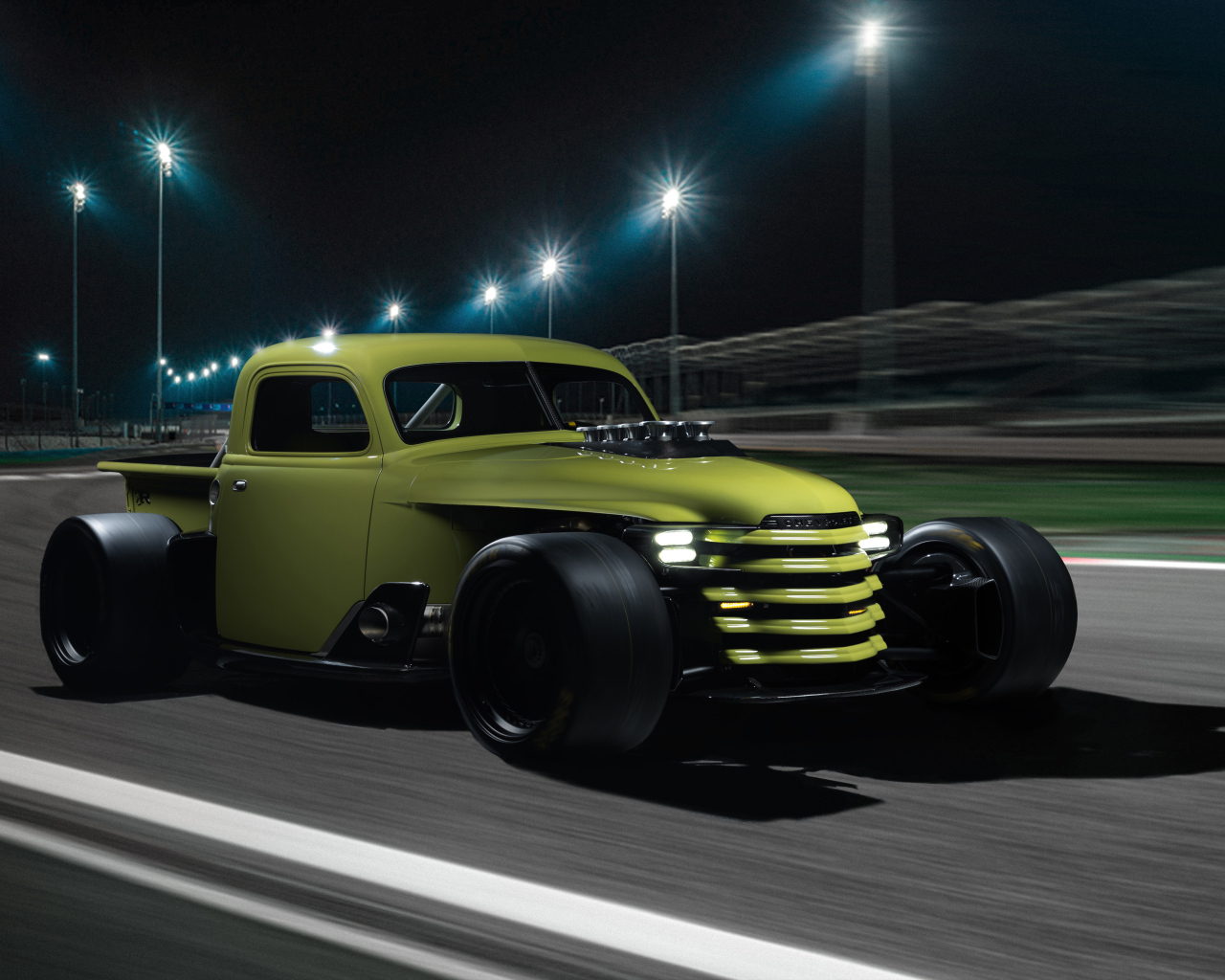 Автомобиль Chevrolet Super Truck 1948 года на трассе