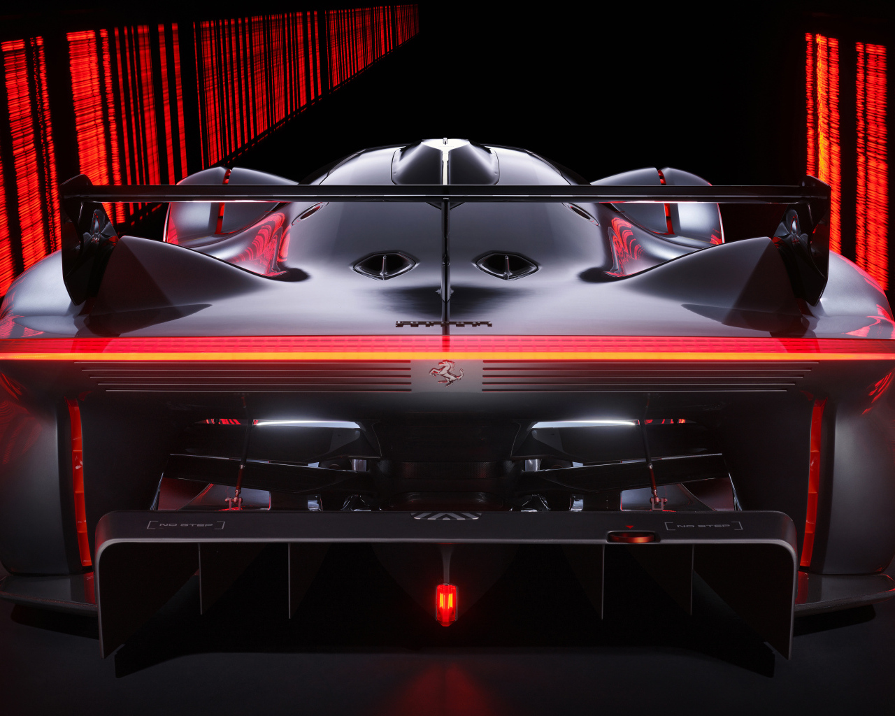 Крупный план сзади на автомобиль Ferrari Vision Gran Turismo