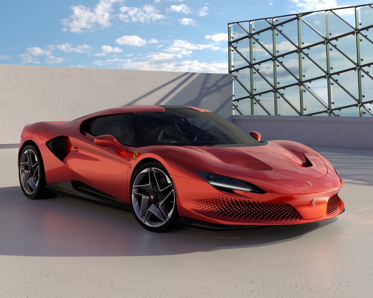 Красный спортивный автомобиль Ferrari SP48 Unica