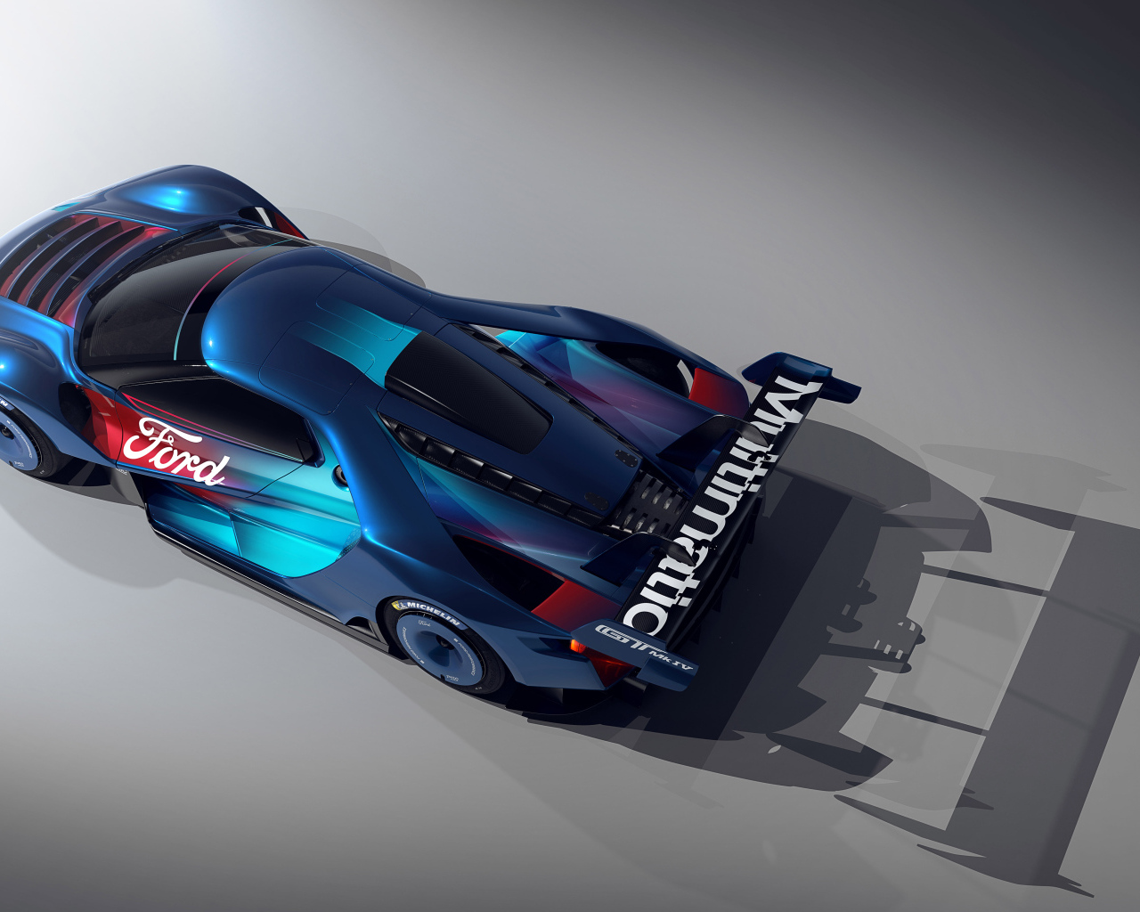 Автомобиль Ford GT Mk IV 2023 года вид сверху