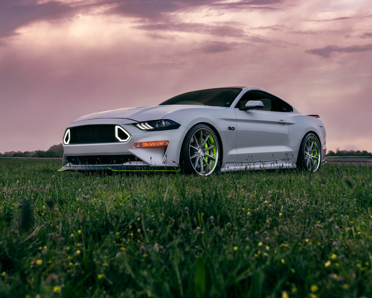 Автомобиль Ford Mustang GT на фоне красивого неба