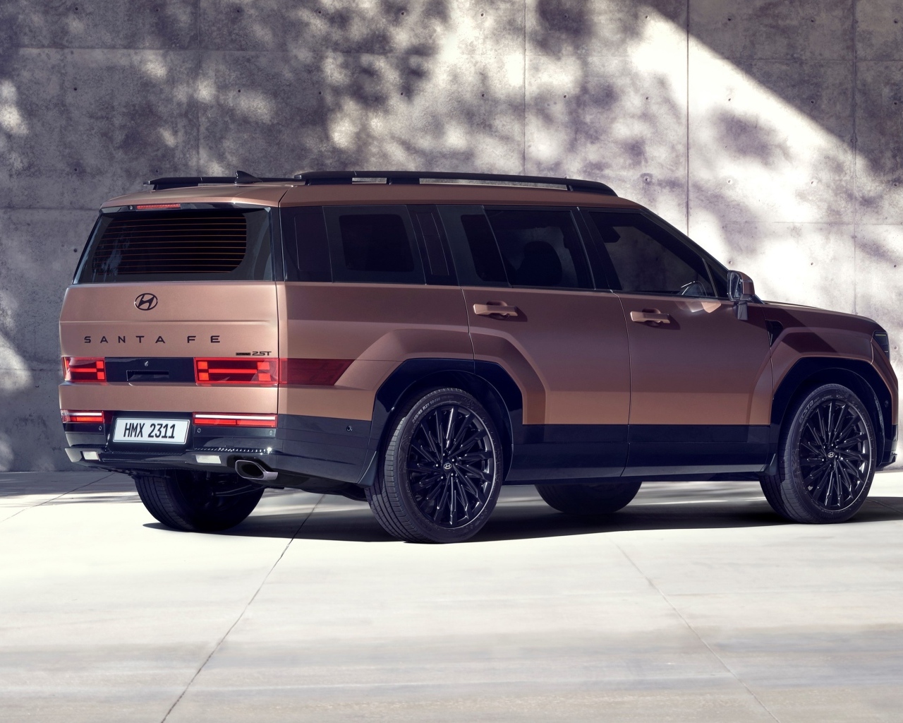Вид сзади на Hyundai Santa Fe 2024 года