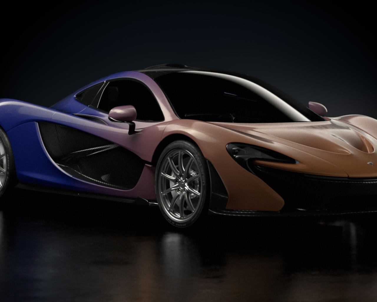 Автомобиль McLaren P1 Genesis на черном фоне