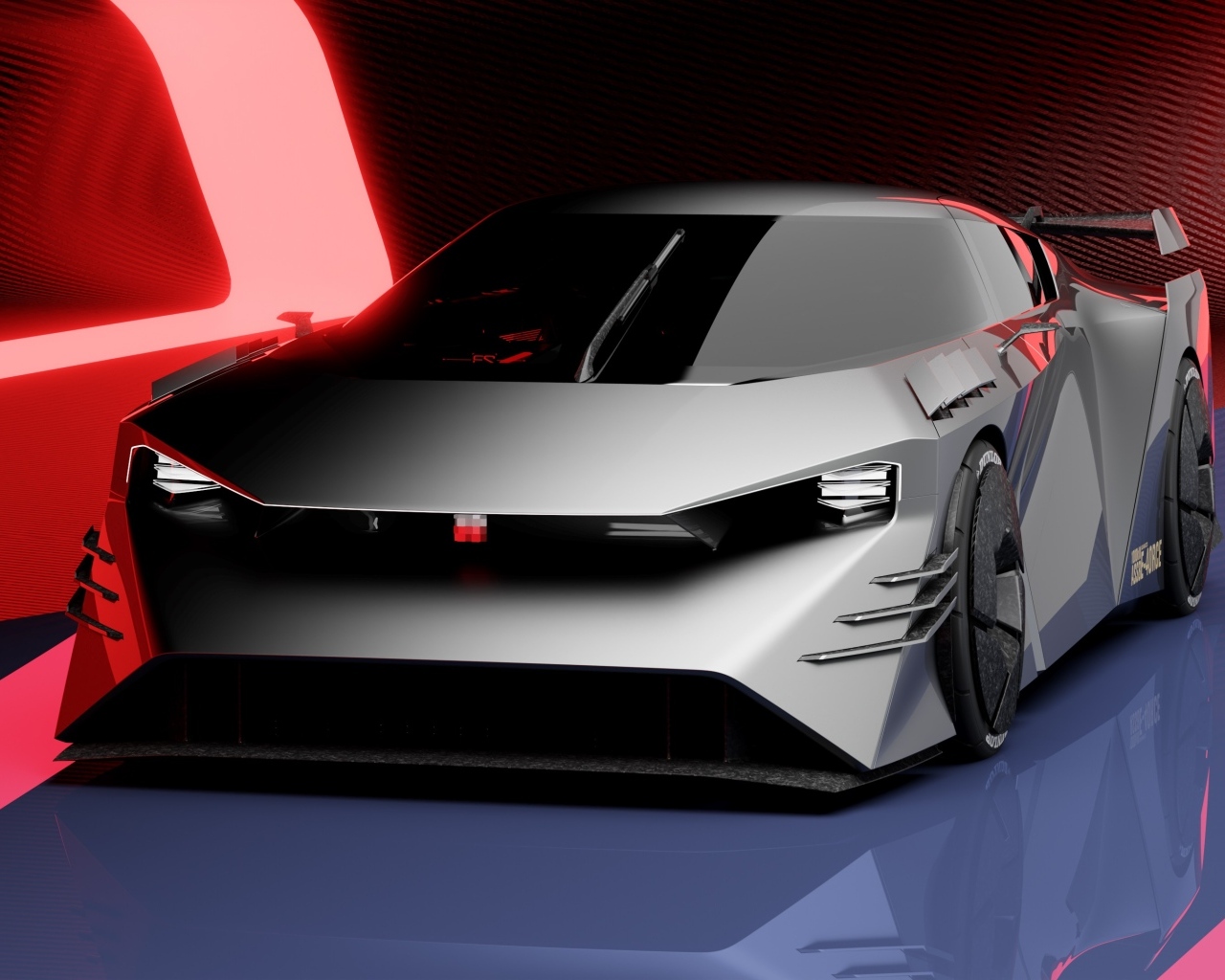 Стильный серебристый автомобиль Nissan Hyper Force